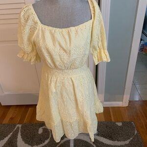 Summer dress, pale yellow eyelet. New with tags
